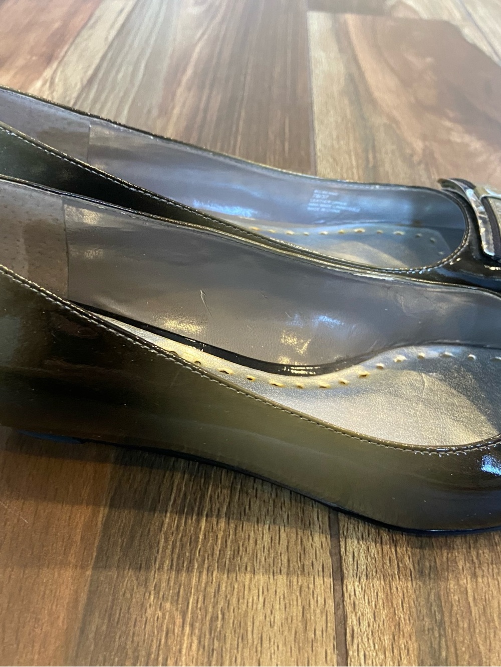 Two Tone Peep-Toe Flats - Picture 6 of 10